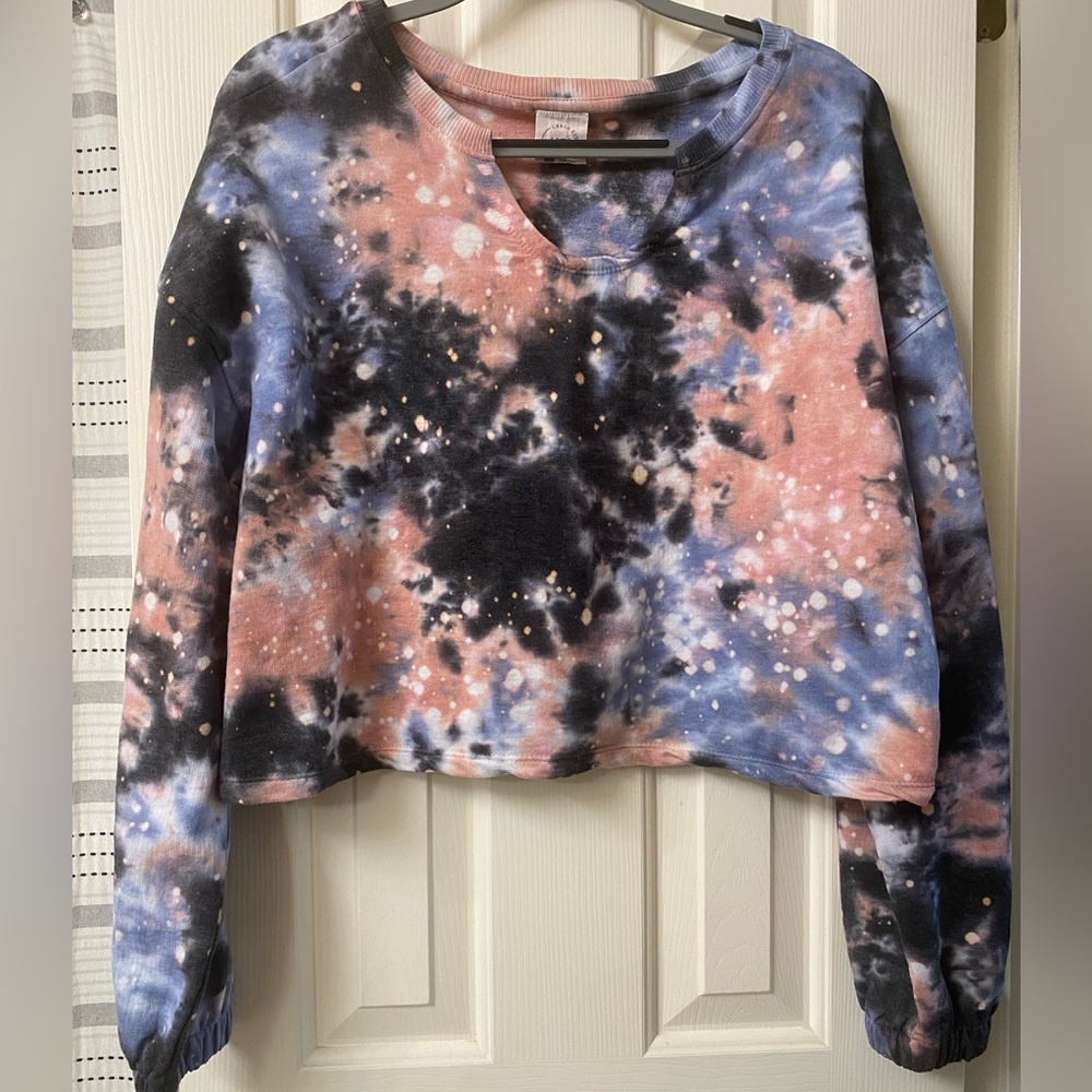 Urban Rebel UR Tie-Dye Faded Look Cropped Sweatshirt Size Large